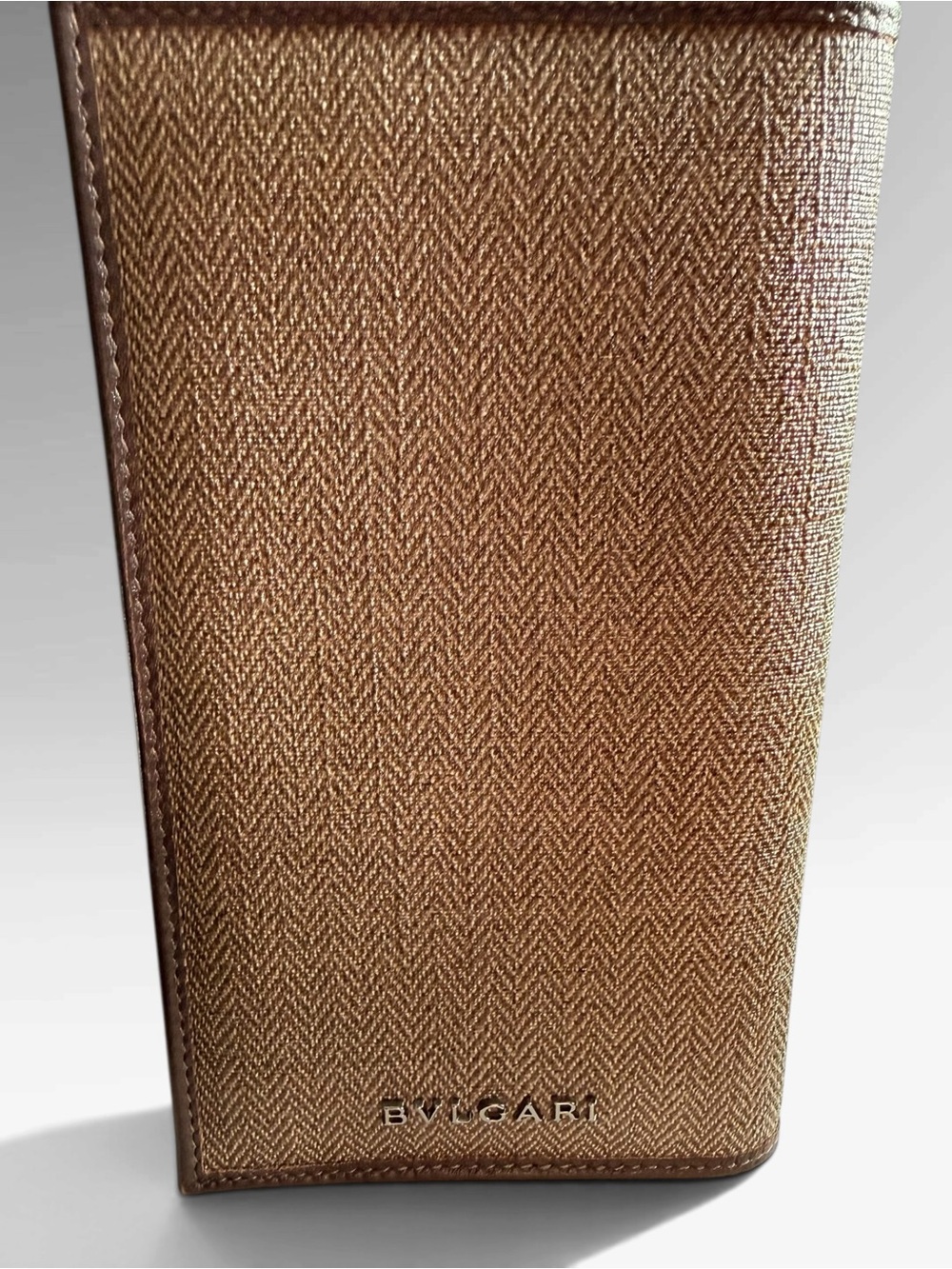Pre-owned Bulgari Unisex Tan Textured Leather Wallet